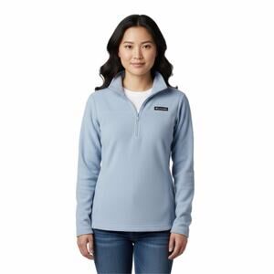 Columbia Women's Fleece Pullover S Lake Aloha Half Zip Sweater Blue Lightweight